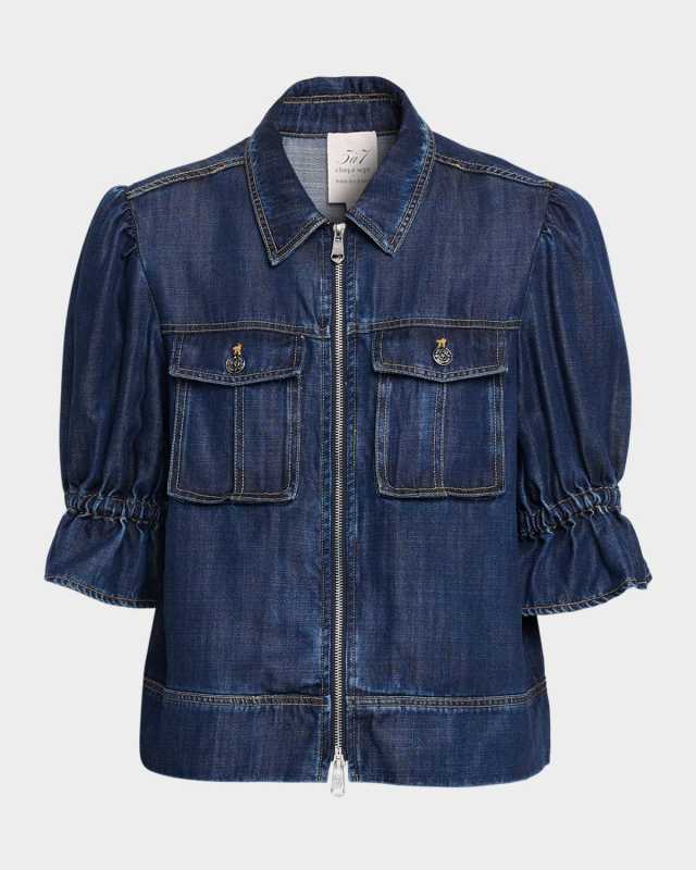 Holly Puff-Sleeve Denim Jacket